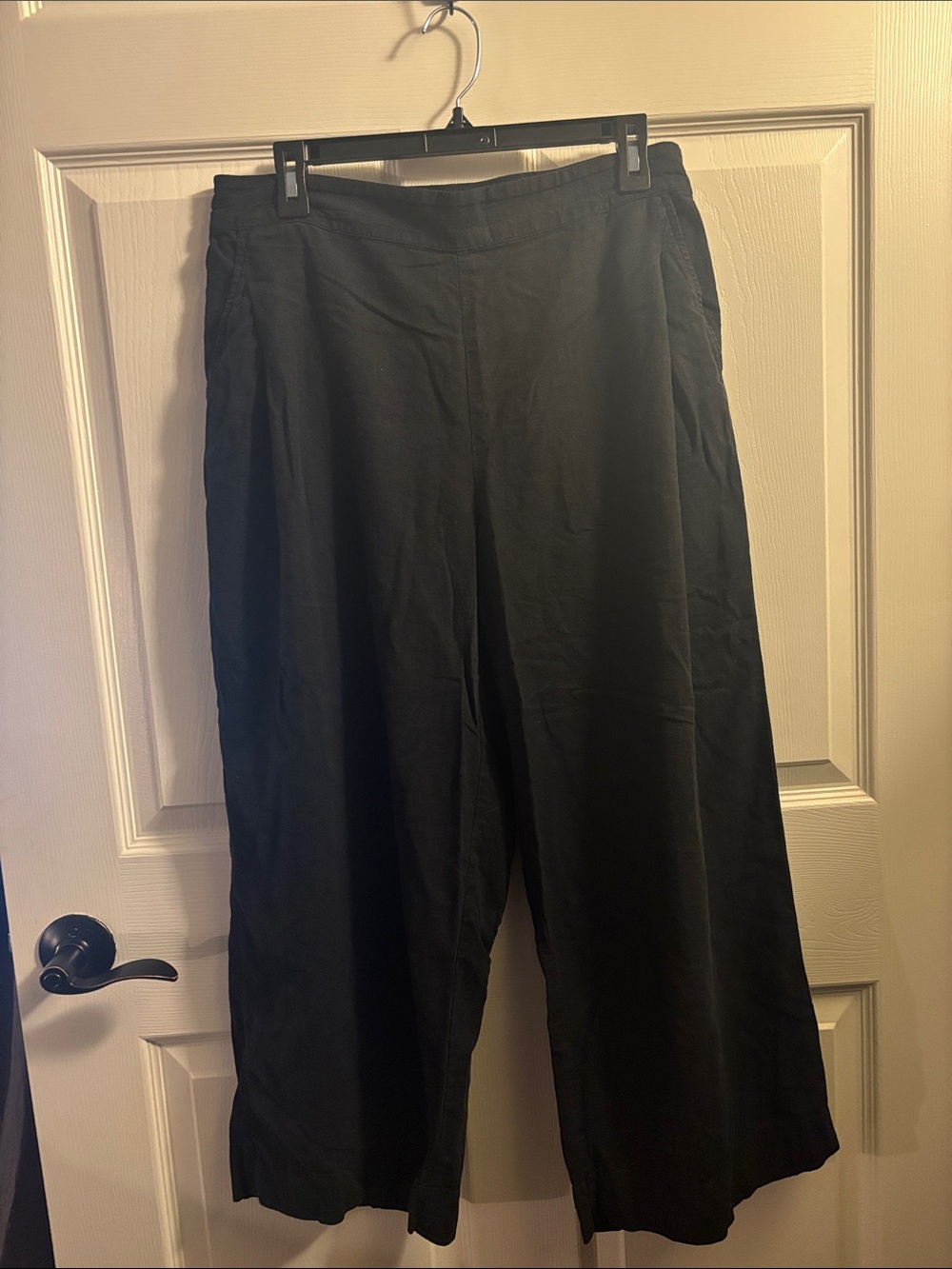 Madewell Black Linen Wide-Leg Relaxed Pants
